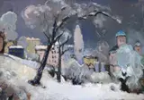 Maria Bănică, Iarna din dealul Patriarhiei, 1966, ulei pe carton