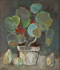 Mușcate by Traian Brădean, 1977, ulei pe pânză, sold Sep 2025