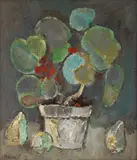 Traian Brădean, Mușcate, 1977, ulei pe pânză