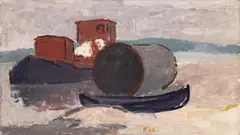 Ion Nicodim, Forme (Șlep pe Dunăre), 1958, ulei pe pânză