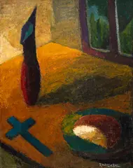 Binecuvântarea mesei by Raul Egon Lebel, ulei pe carton, offered Sep 2025