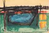 Marcel Janco, Abstract, acuarelă, guașă pe hârtie lipită pe placaj