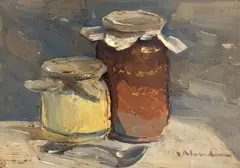 Dulcețuri by Vasile Blendea, 1949, ulei pe carton, sold Sep 2025