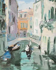 Canal la Veneția by Vasile Mureșan Murivale, 1997, ulei pe pânză, sold Sep 2025