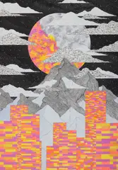 Tudor Stancu, Out of Space, Inner Thoughts, 2024, acrilic și creion pe pânză lipită pe carton