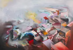 Bogdan Cazacincu, Collapse Space, 2025, acrilic pe pânză