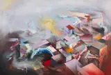 Bogdan Cazacincu, Collapse Space, 2025, acrilic pe pânză