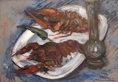 Vasile Blendea, Natură statică cu raci, cca. 1949, ulei pe carton