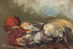 Vasile Blendea, Cocoșul năzdrăvan, 1947, ulei pe carton