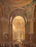 Antal Péczely, Interior în Basilica San Pietro, ulei pe pânză