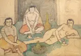 Theodor Pallady, Odalisce în interior, acuarelă și creion pe hârtie de calc