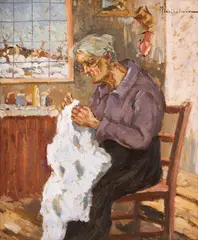 Bunica by Apostol Mănciulescu, ulei pe carton, sold Sep 2025