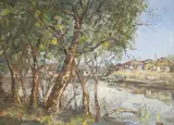 Partog (Petre) Vartanian, Sat în Deltă, ulei pe carton