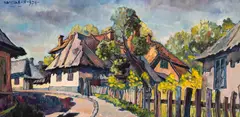 Case din Baia Mare by Miklos (Nicolae) Vajda, 1974, ulei pe pânză, sold Sep 2025