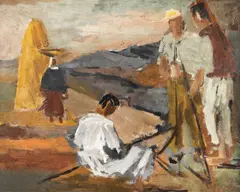 La câmp by Henri Catargi, ulei pe carton, sold Sep 2025