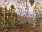 Adina Paula Moscu, Peisaj (Munții Buzăului), 1935, ulei pe carton