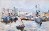 Apostol Mănciulescu, Dimineață în Portul Constanța, 1921, ulei pe carton