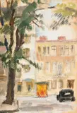 Stradă din Paris by Letiția Lucasievici Steriadi, 1937, acuarelă, cărbune și accente de ulei pe hârtie, sold Sep 2025