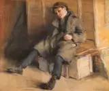 Gyula Bálint, Gavroche, pastel și cărbune pe hârtie lipită pe carton