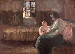 La bunica by Nicolae Enea, ulei pe carton, sold Sep 2025