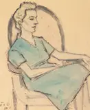 Theodor Pallady, Rochia albastră, 1950, acuarelă, tuș și creion pe hârtie