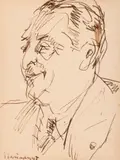 Jean Alexandru Steriadi, Portret de colecționar, 1937, tuș sepia pe hârtie