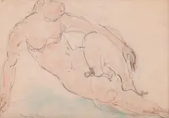 Nud by Marcel Guguianu, acuarelă, cariocă și creion pe hârtie, sold Sep 2025