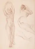Nicolae Vermont, Studiu de nud, creioane cerate pe hârtie