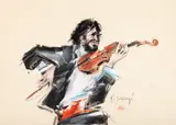 Radu Darânga, Violonist, guaşă şi cărbune pe hârtie