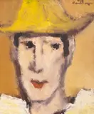 Augustin Costinescu, Arlechin (Autoportret), ulei pe pânză lipită pe carton