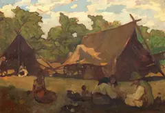 Nomazi by Petre Remus Troteanu, ulei pe carton, sold Sep 2025
