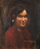 Eugenia Iordănescu, Fată cu flori în păr, 1914, ulei pe carton