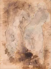 Nimfe by Marcel Guguianu, 1989, acuarelă, peniță și creion pe hârtie, sold Sep 2025