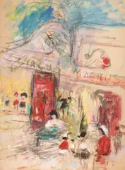 Circus Magnus by Iosif Rosenblut, guașă și creion pe hârtie lipită pe carton, sold Sep 2025