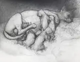 Robert Lőrincz, Mother, 2025, creion pe hârtie