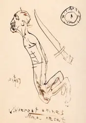 Florin Mitroi, 10.8.1989, 1989, tuș pe hârtie