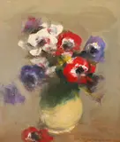 Corneliu Brudașcu, Anemone, ulei pe pânză lipită pe carton