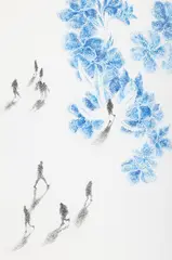 Iulia Mirică, A Garden of Footsteps, peniță și liner pe hârtie