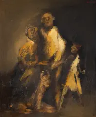 Familie by Mircea Ciobanu, ulei pe pânză, sold Jul 2025