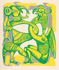 Îndrăgostiți by Jules Perahim, 1981, cromolitografie, offered Jul 2025