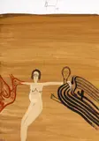 Sorin Ilfoveanu, Compoziție cu înger și demon, 2019, acrilic pe pânză lipită pe placaj