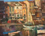 Port în Liguria by Virgiliu Demetrescu Duval, ulei pe pânză, sold Jul 2025