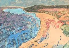 Silvia Radu, Golf la Vama Veche, 1997, acuarelă și tempera pe hârtie