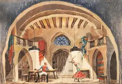 Victor Feodorov, Bolero (Carmen de Georges Bizet), acuarelă și creion pe hârtie