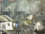 Constantin Piliuță, Căsuțe la Botoșani, anii '60, ulei pe carton
