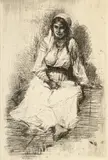 Nicolae Vermont, Țărăncuță odihnindu-se, cca. 1900, acvaforte și gravură cu acul