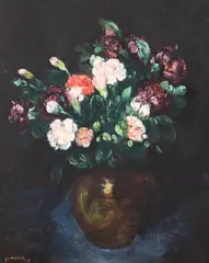 Mihail Simonidy, Bujori și garoafe, 1937, ulei pe pânză