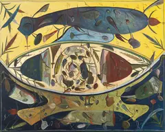 Ochiul by Ștefan Pelmuș, 2000, ulei pe pânză, sold Jul 2025