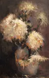 Aurel Băeșu, Crizanteme albe, 1919, ulei pe carton