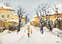 Nicolae Blei, Iarna pe uliță, 2023, ulei pe pânză